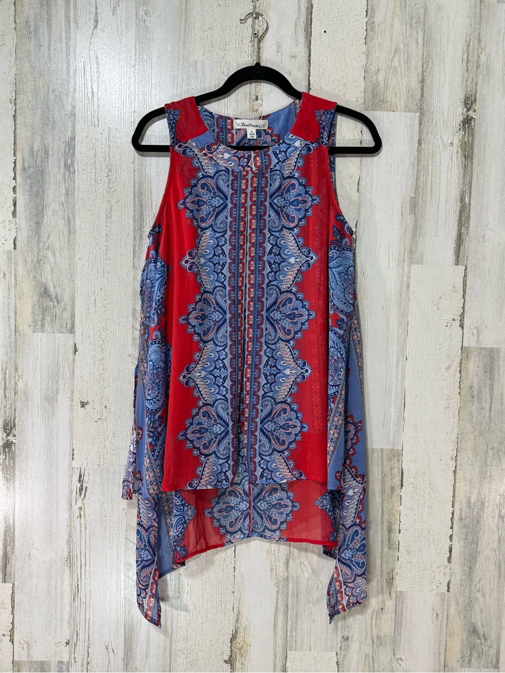 Tantrums Red & Blue Paisley High-Low Sleeveless Tunic